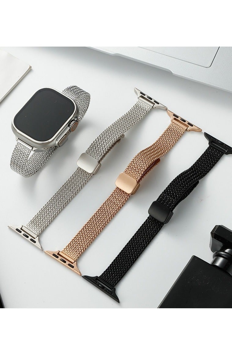 BESTPEAK 2 Pack Magnetic Metal Bands Compatible with Apple Watch Band 38mm 40mm 41mm , Adjustable Magnetic Metal Strap Thin Waterproof Wristbands Compatible with iWatch Apple Watch Series11 10 8 7 6 5 4 3 2 1（41/40/38/42mm（Series 11/10）2pcs-Black + Rose Pink - Image 3